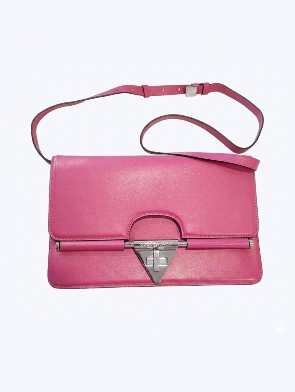 Just Cavalli Pink Leather Crossbody Bag Clutch Purse | Barbiecore